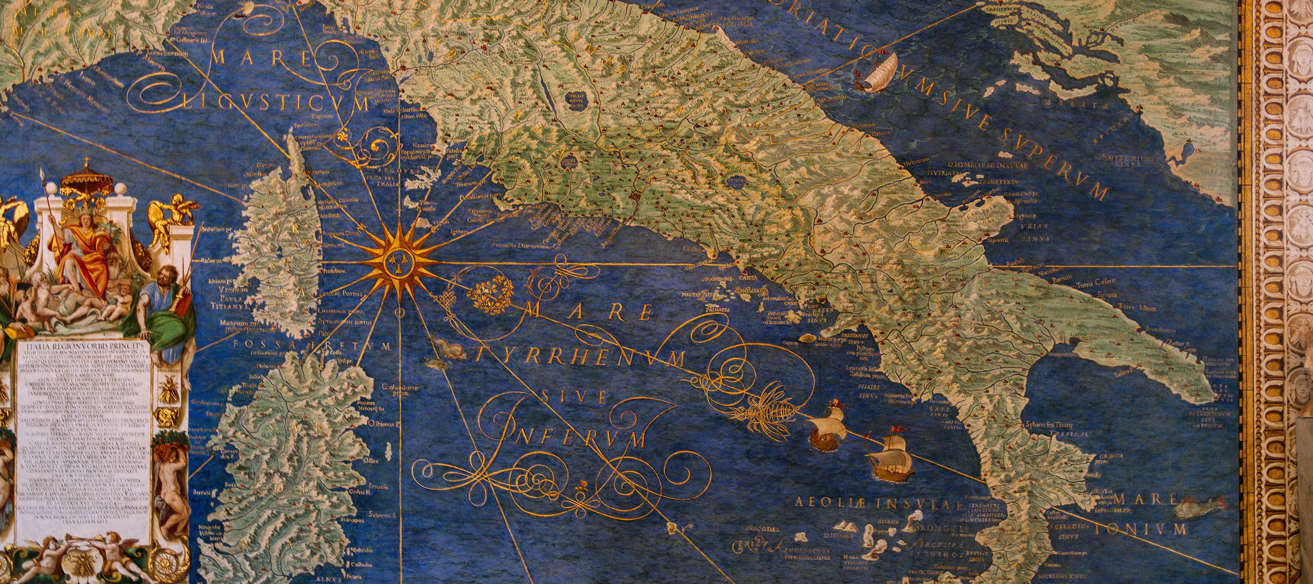 A painting of a map on a wall